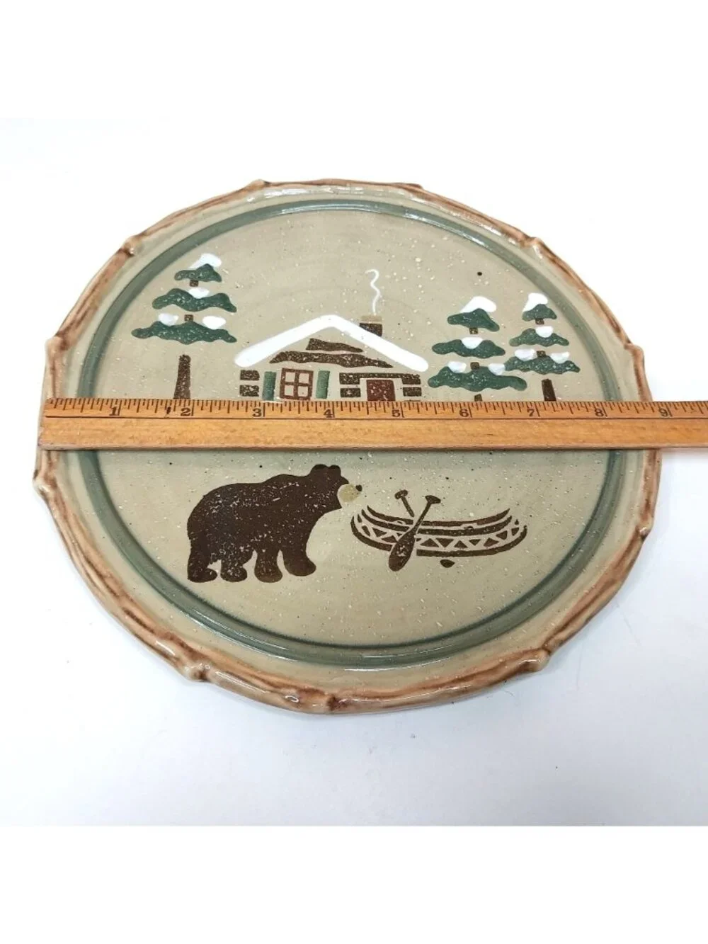 Sonoma Lodge Ceramic Trivet Cabin Bear Canoe Design 8.5